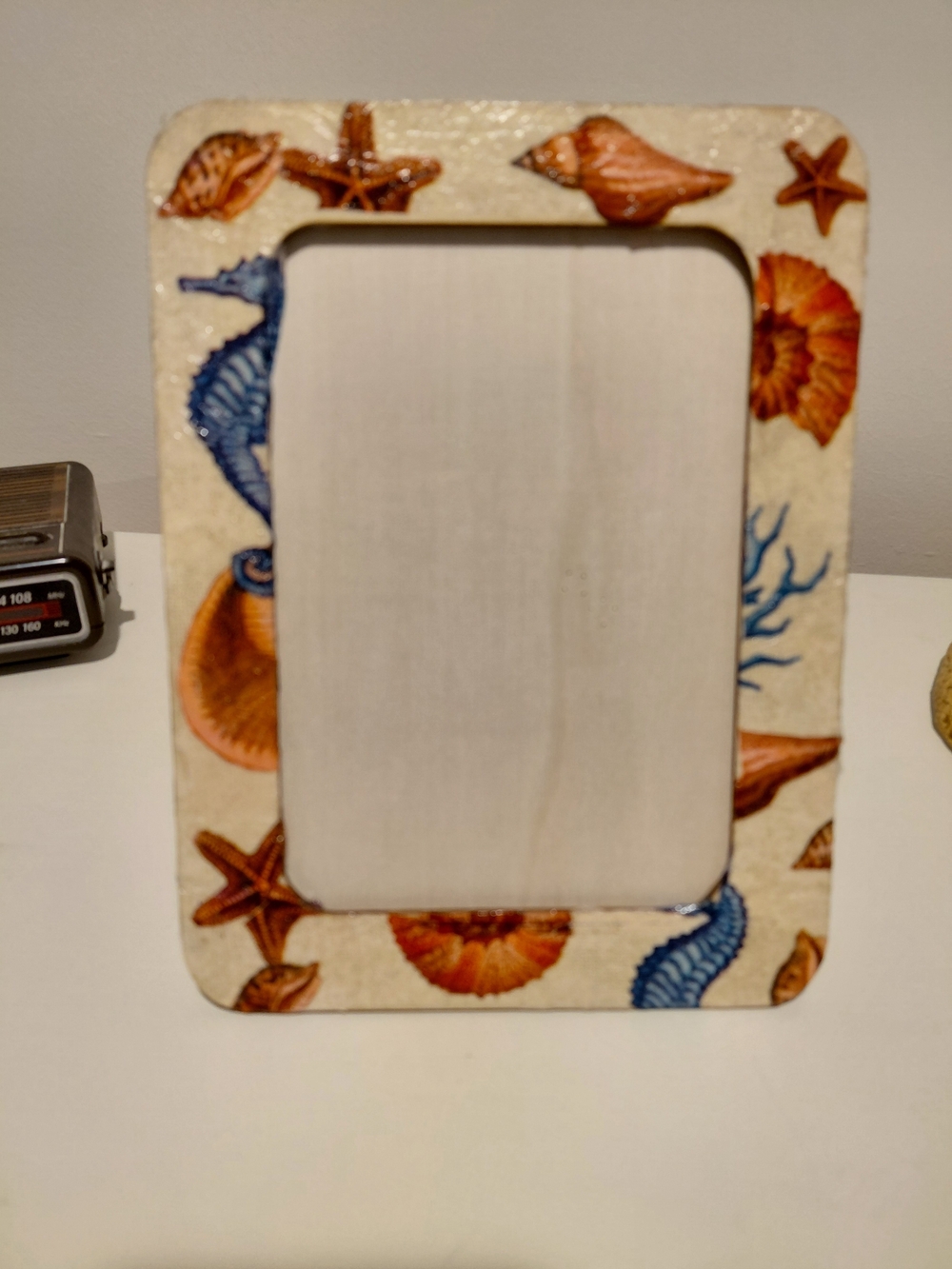 Coastal Seashell Decorative Picture Frame - Cream and Blue